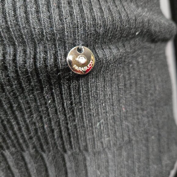 Y2K Parasuco Black Skinny Ribbed Long Sleeve Sweater Size S Goth Grunge Academia - Picture 2 of 9